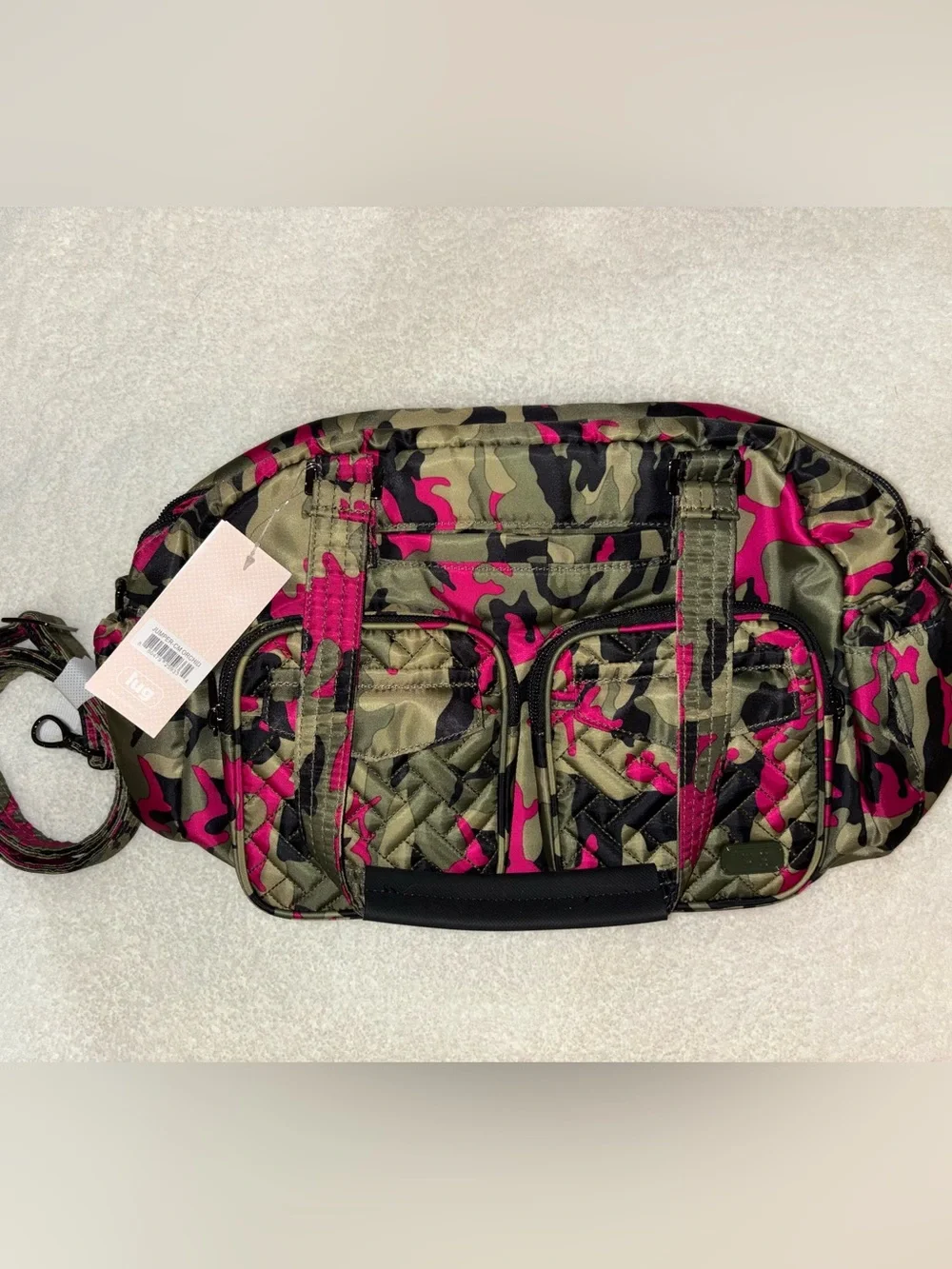 NWT Lug jumper carry all tote crossbody shoulder bag camo orchid puddle jumper